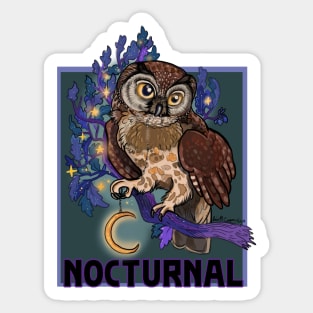 Nocturnal Owl with Moon Sticker